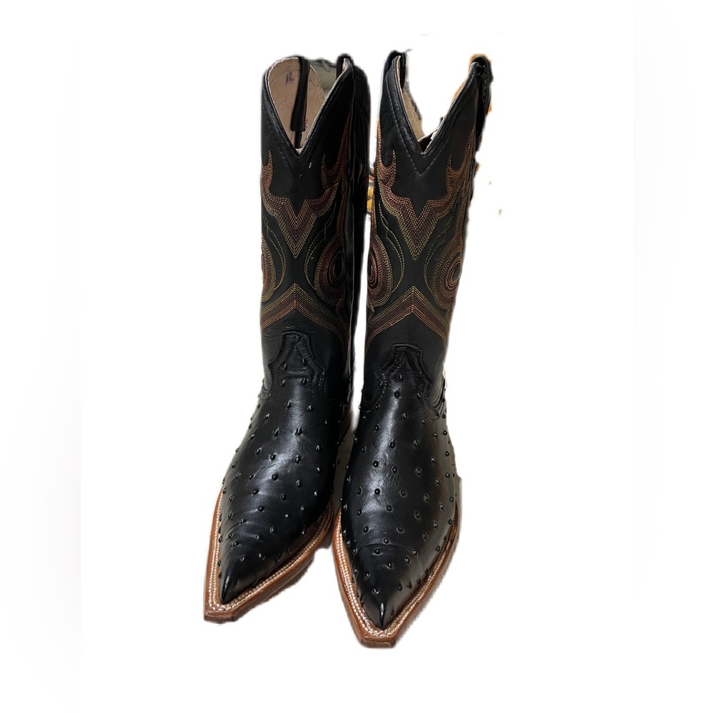 Oliverios Trotamundo black Men's cowboy boot ostrich